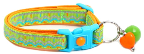 Blue & Orange Aztec with Reflective Accents - Breakaway Cat Collar