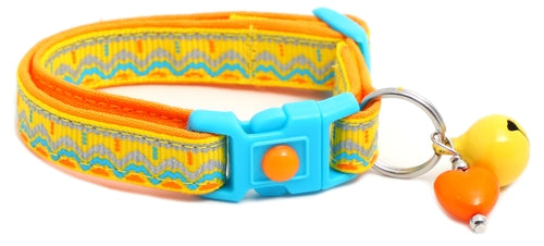 Blue & Orange Aztec with Reflective Accents - Breakaway Cat Collar