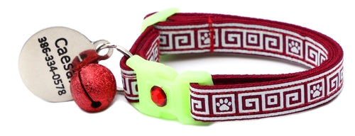 Greek Key – Glow-in-the-Dark - Breakaway Cat Collar