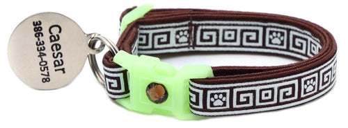 Greek Key – Glow-in-the-Dark - Breakaway Cat Collar