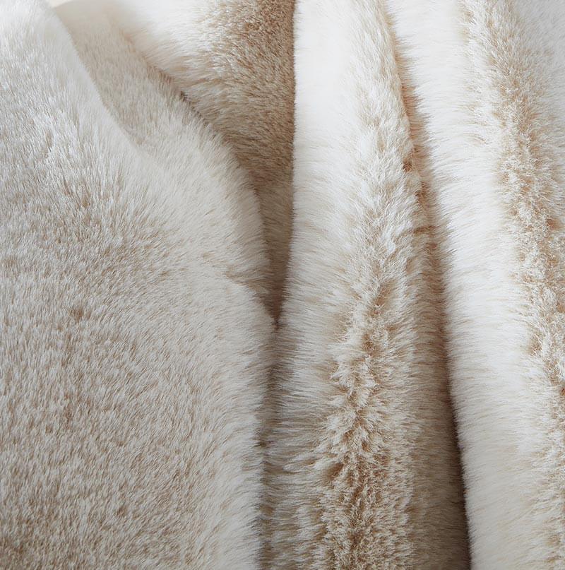 Cassilda Luxury Beige Chinchilla Faux Fur Throw Blanket – 60" x 50"