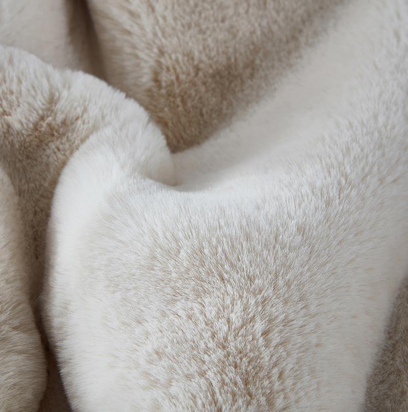 Cassilda Luxury Beige Chinchilla Faux Fur Throw Blanket – 60" x 50"