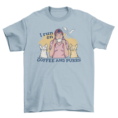 Cool Coffee & Purrs – Cat Lover Quote T-Shirt
