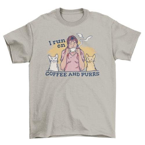 Cool Coffee & Purrs – Cat Lover Quote T-Shirt
