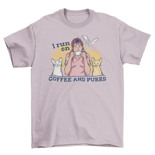 Cool Coffee & Purrs – Cat Lover Quote T-Shirt