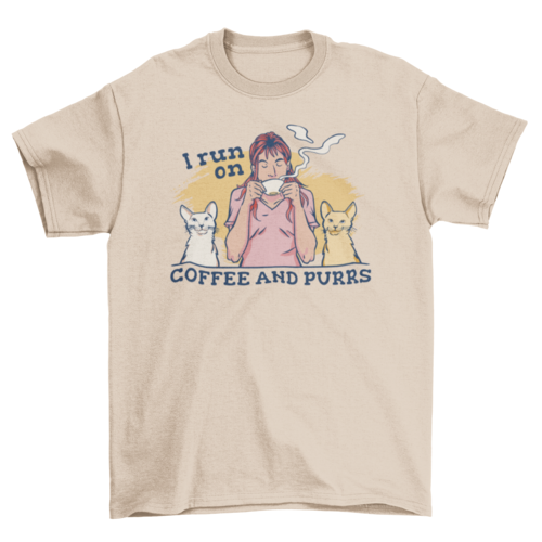 Cool Coffee & Purrs – Cat Lover Quote T-Shirt