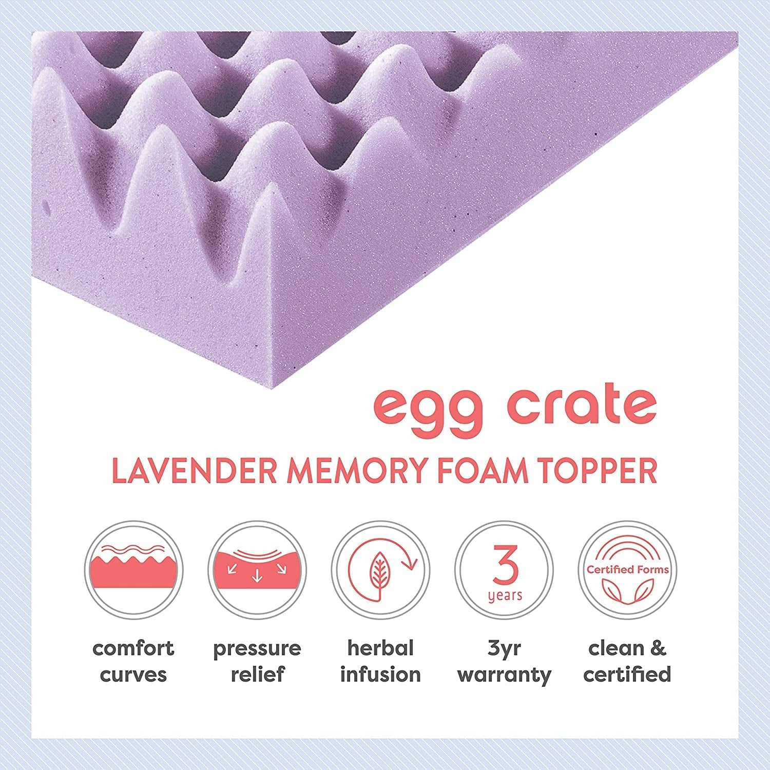 Lavender Infused Queen Memory Foam Topper – For a Calming Night's Sleep