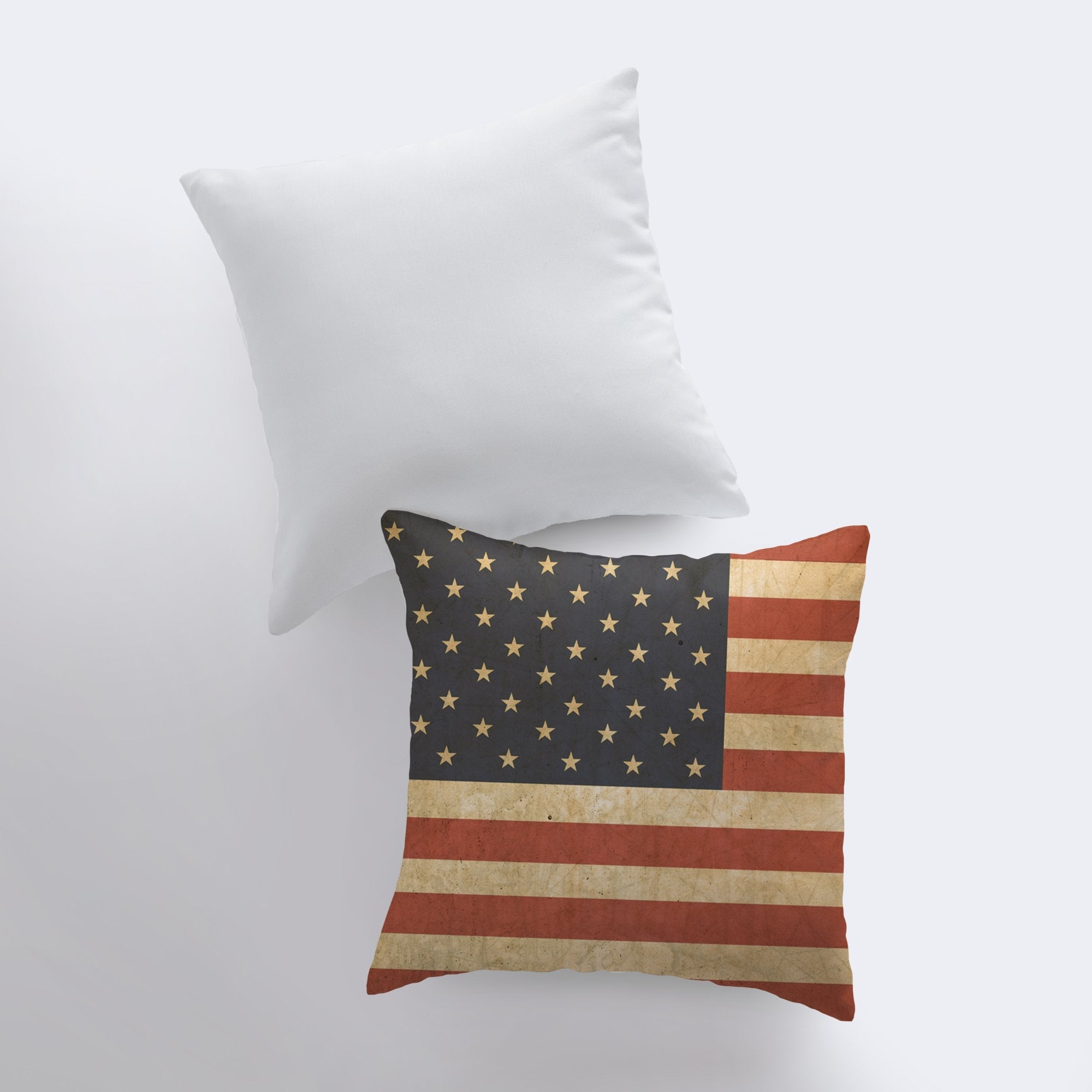Rustic American Flag Patriotic Throw Pillow Cover