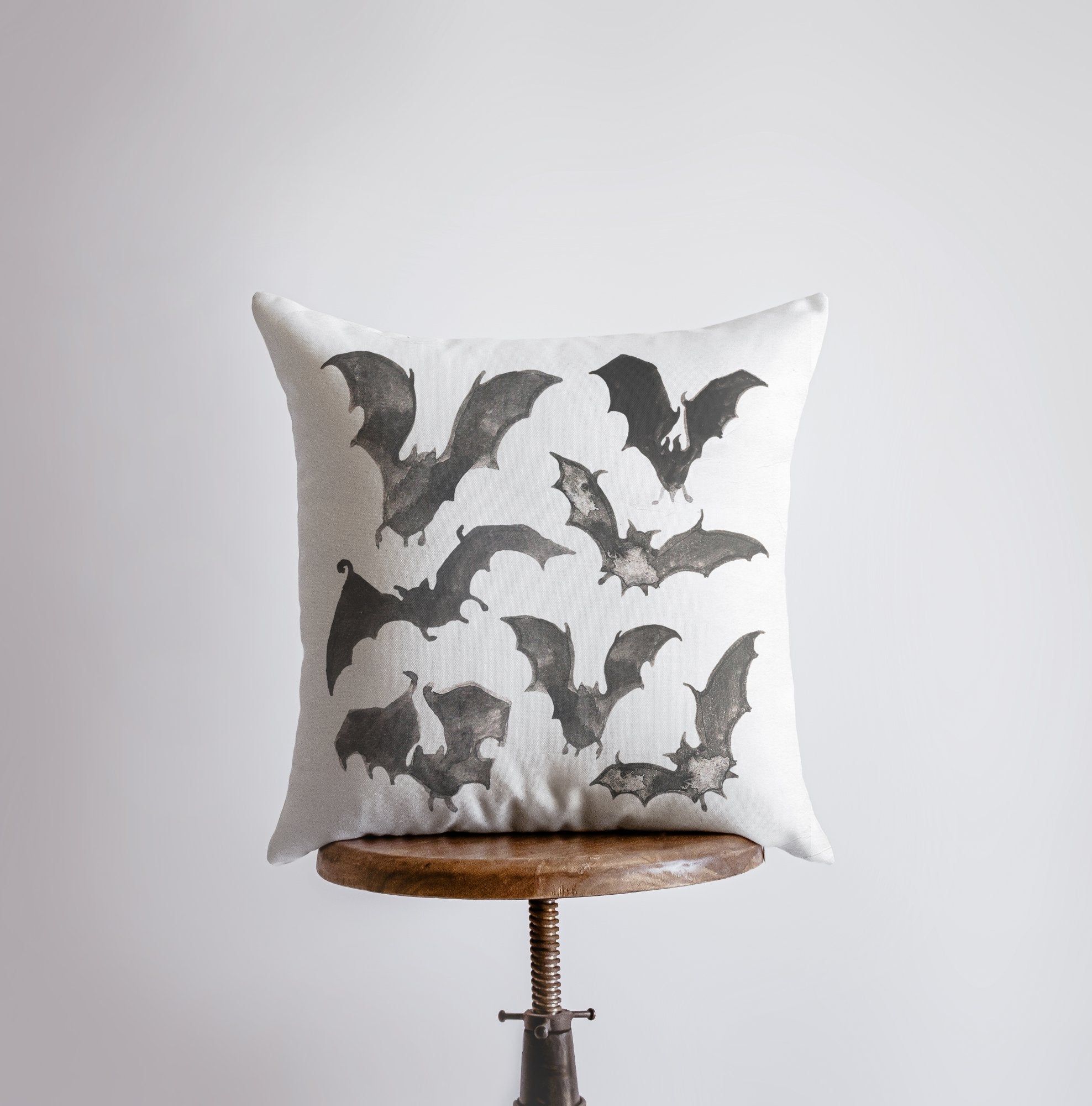 Bats on Black Throw Pillow Cover – Double-Sided