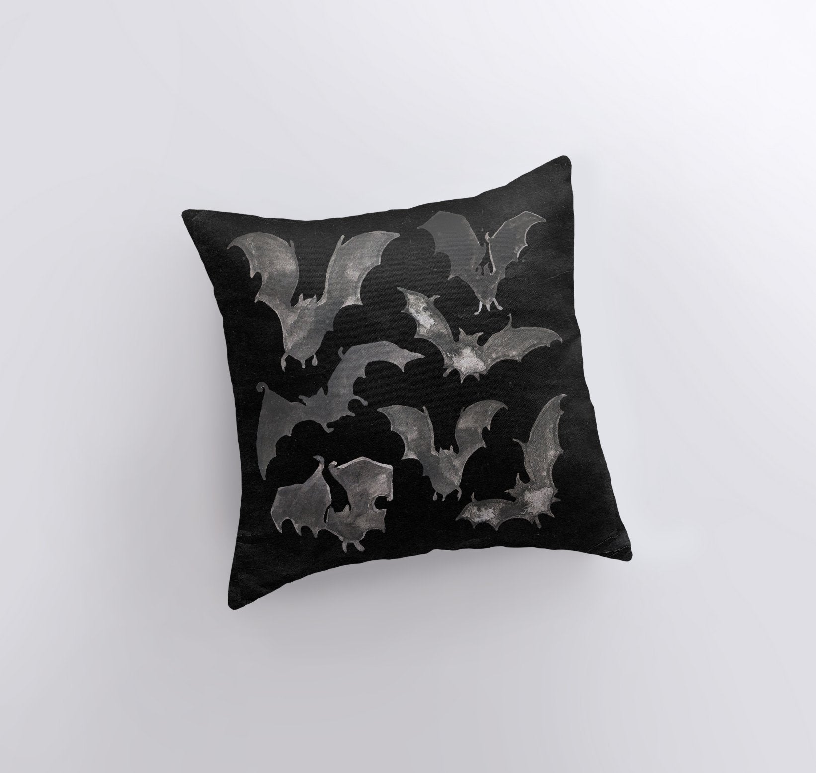 Bats on Black Throw Pillow Cover – Double-Sided