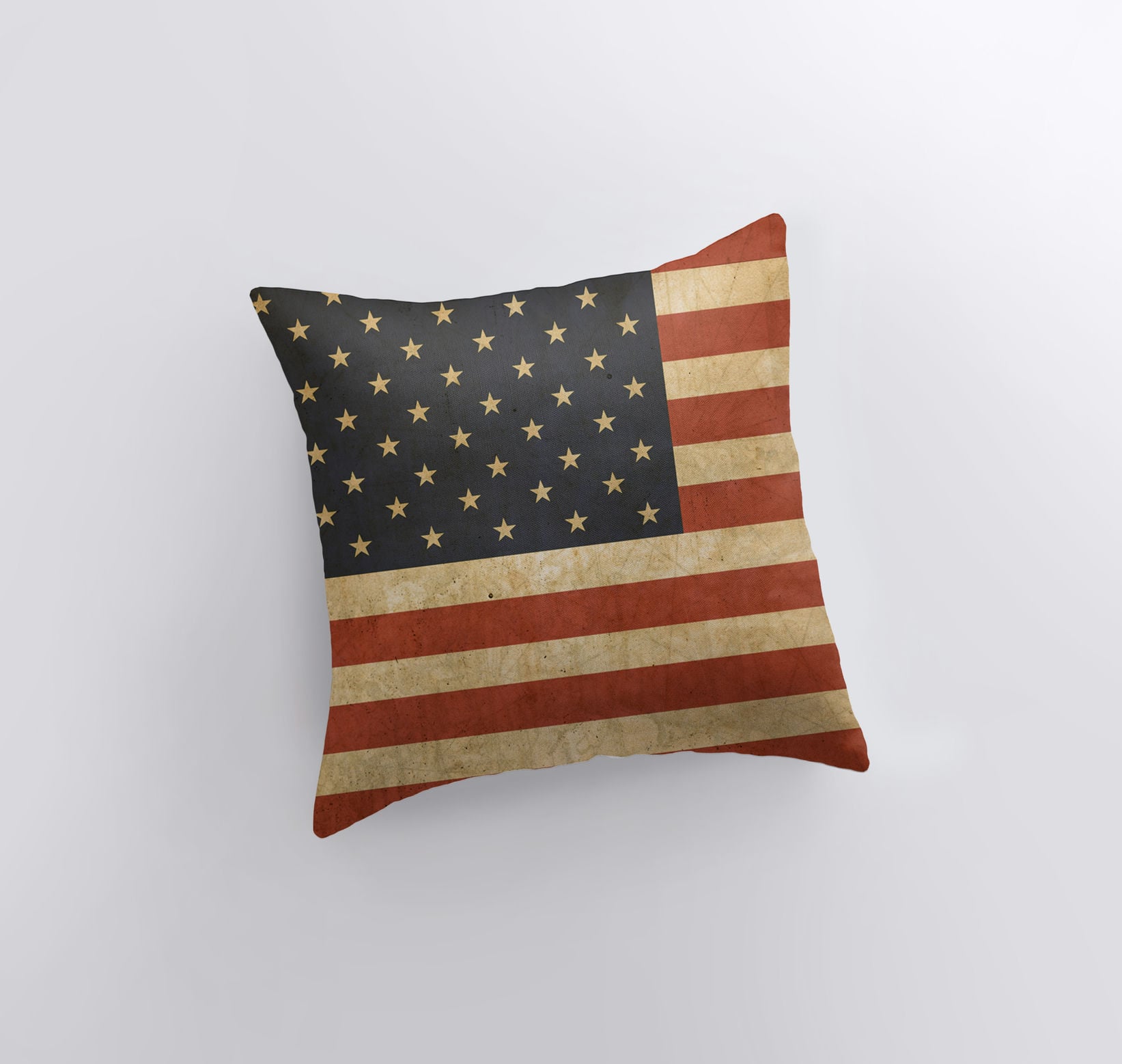 Rustic American Flag Patriotic Throw Pillow Cover