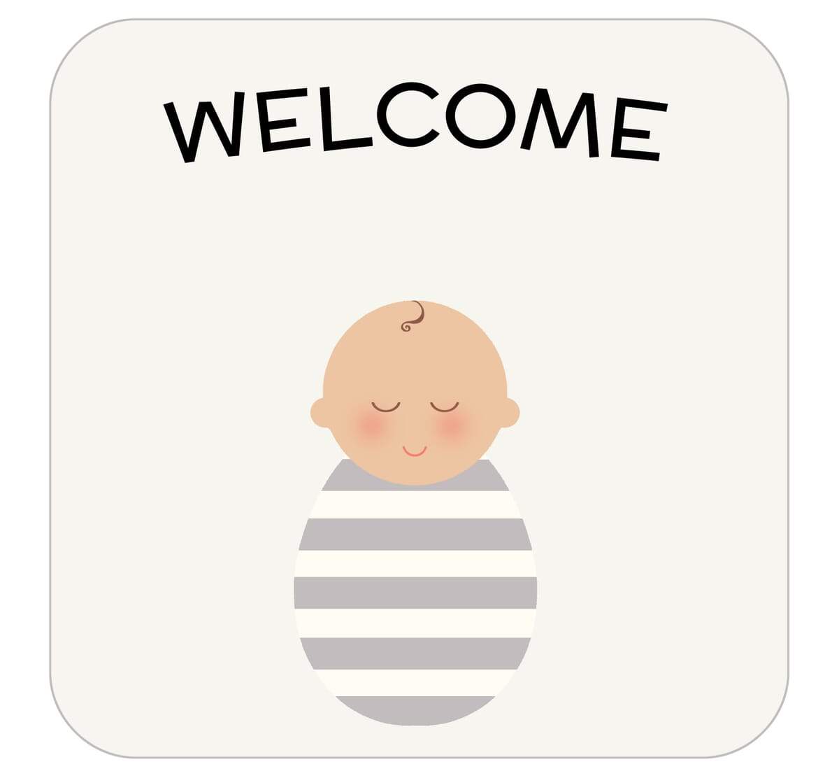 Stripe Baby Cocoon Swaddle Set – with Headpiece & Announcement Card