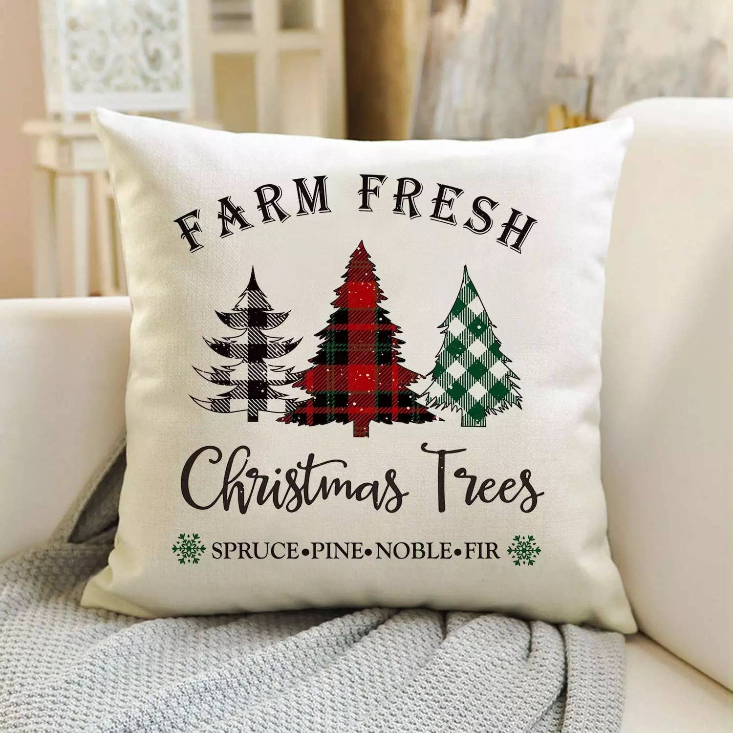 Christmas Throw Pillow Cover – Tree Farm