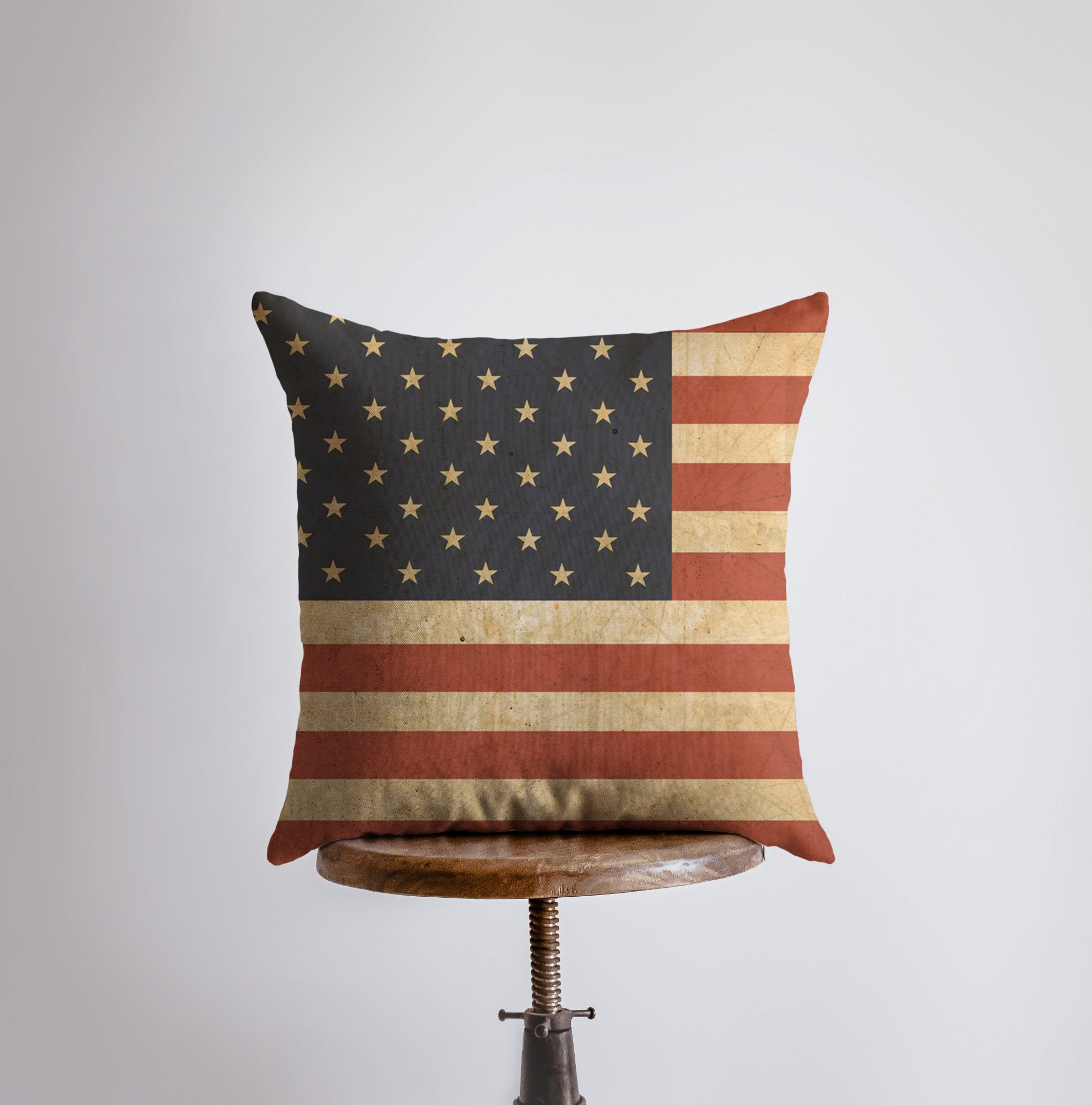 Rustic American Flag Patriotic Throw Pillow Cover