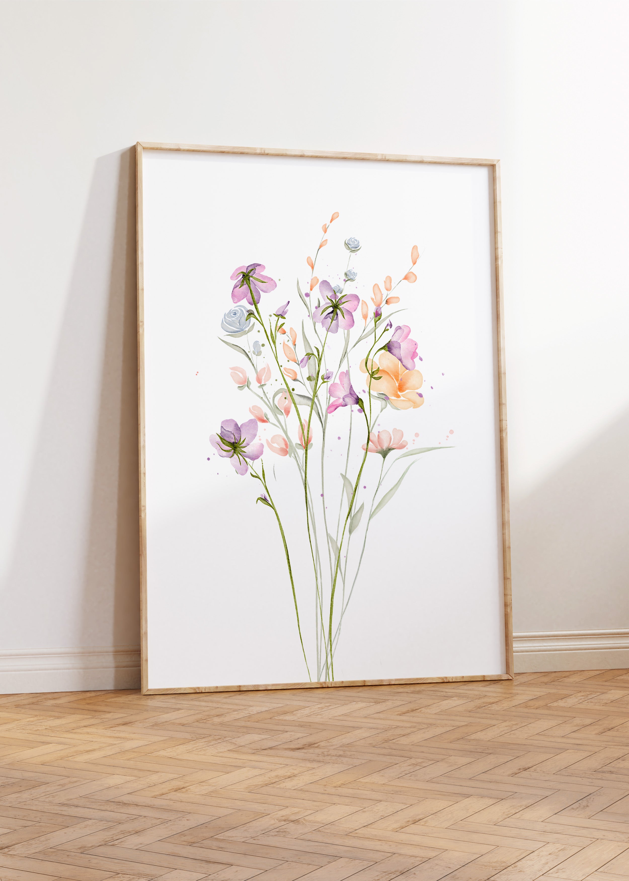 Floral Farmhouse Wall Art – Watercolor Print (Unframed)