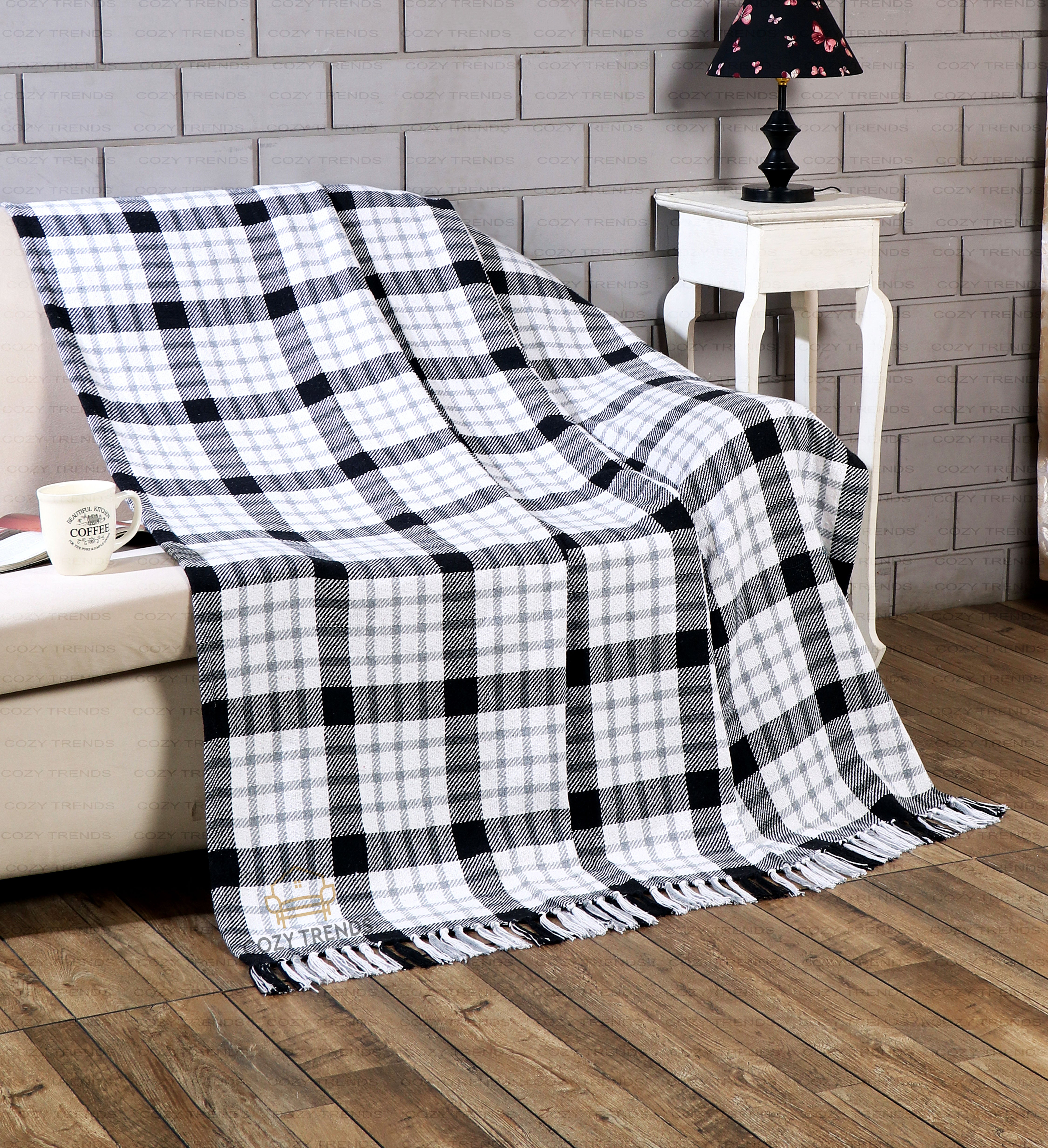 100% Cotton Woven Plaid Throw Blanket – 50" x 60"