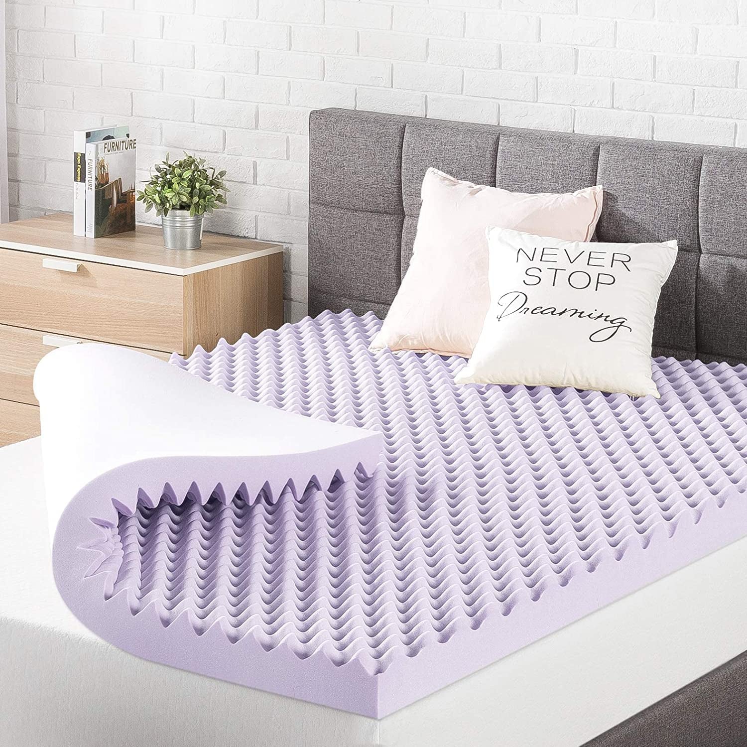 Lavender Infused Queen Memory Foam Topper – For a Calming Night's Sleep