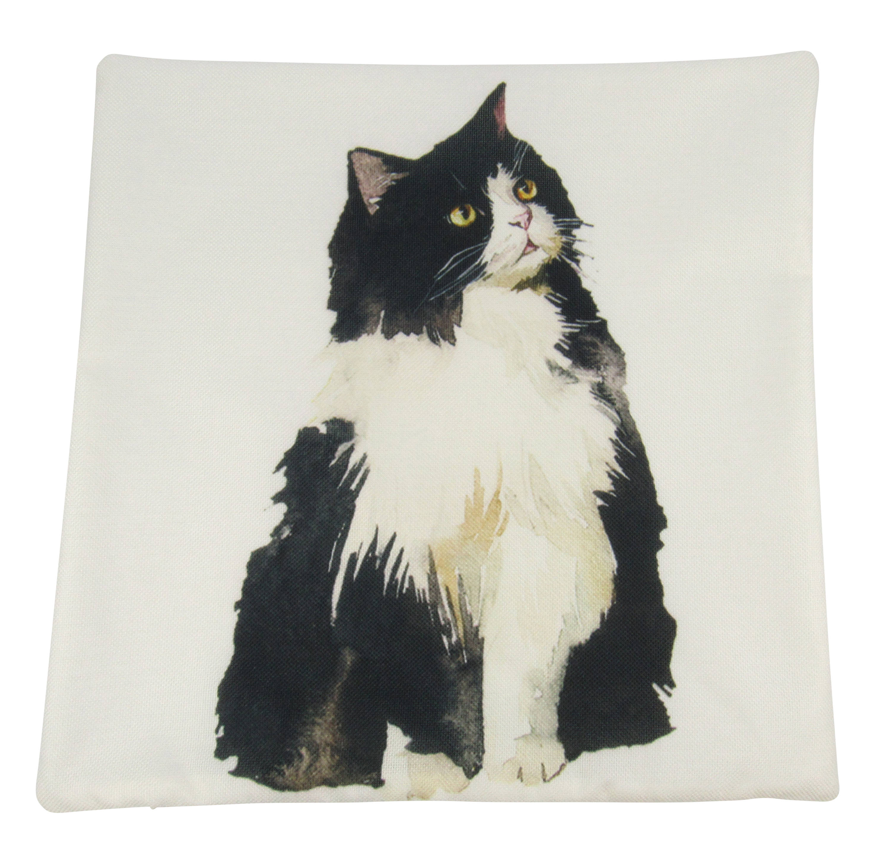Black and White Cat Throw Pillow Cover – Persian Cat Accent
