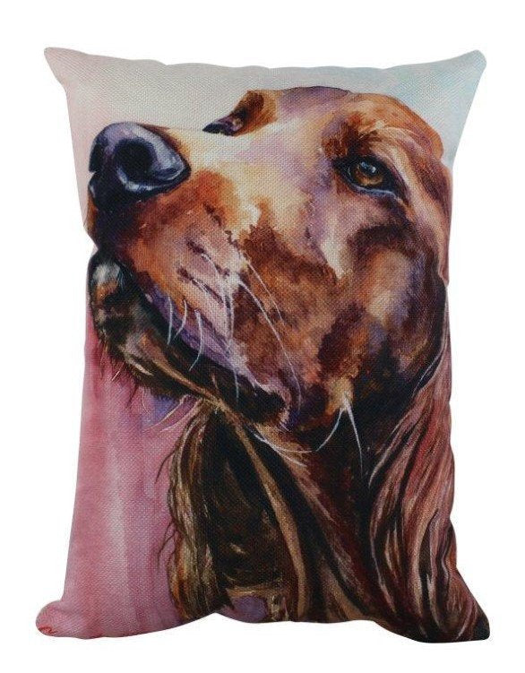 Irish Setter Throw Pillow Cover – Watercolor Dog Lover Accent