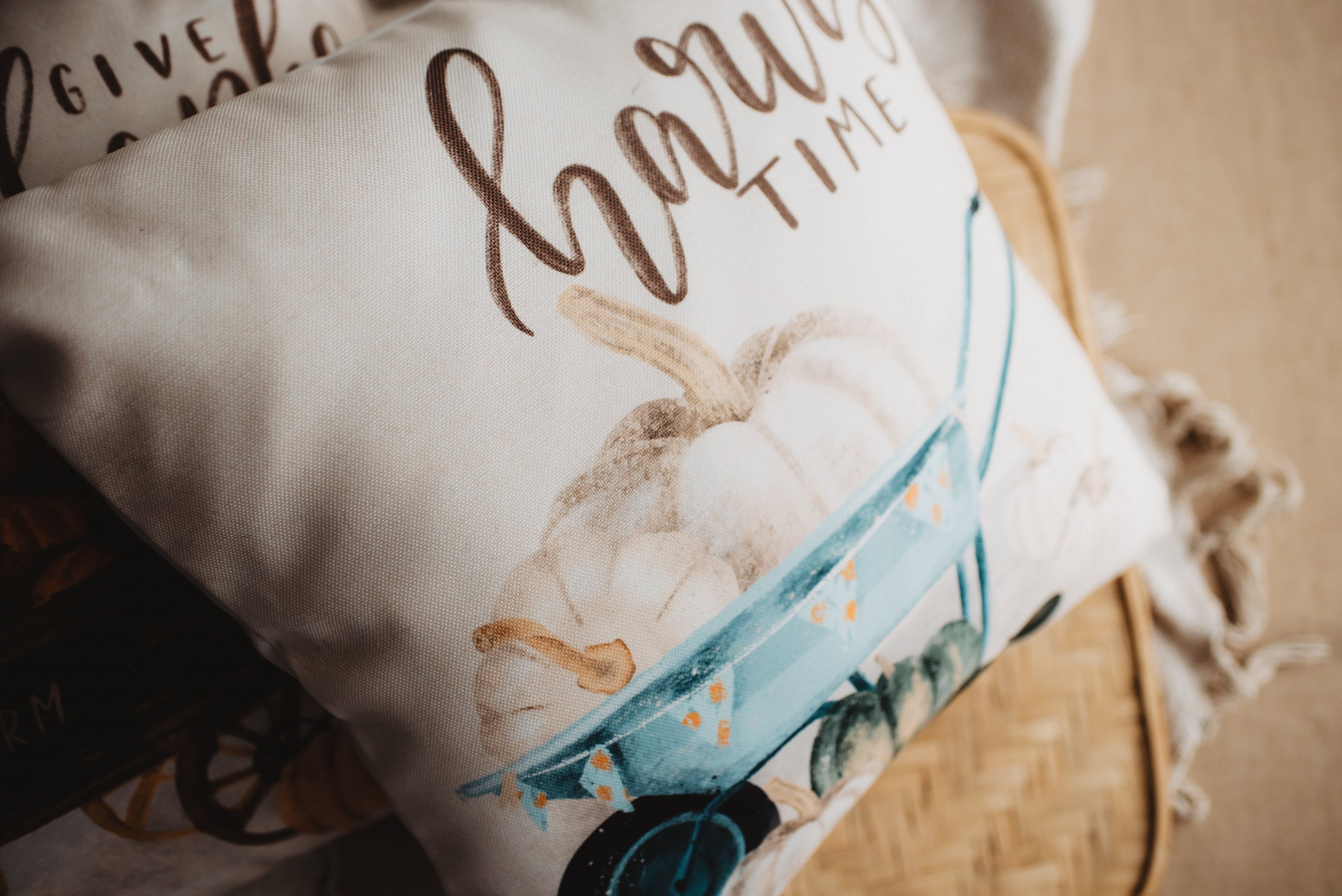 Harvest Time Throw Pillow Cover – Autumn Farmhouse