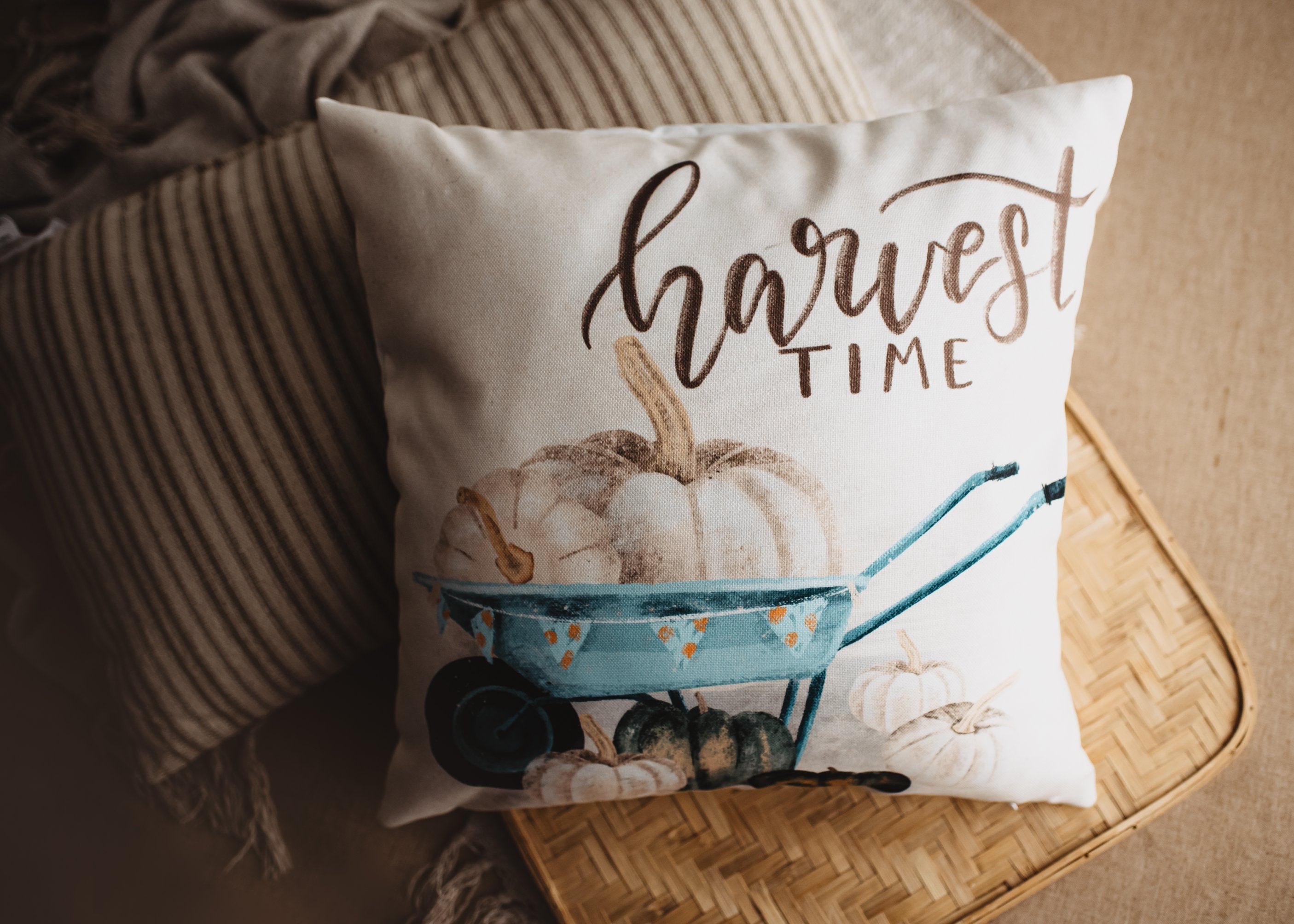 Harvest Time Throw Pillow Cover – Autumn Farmhouse