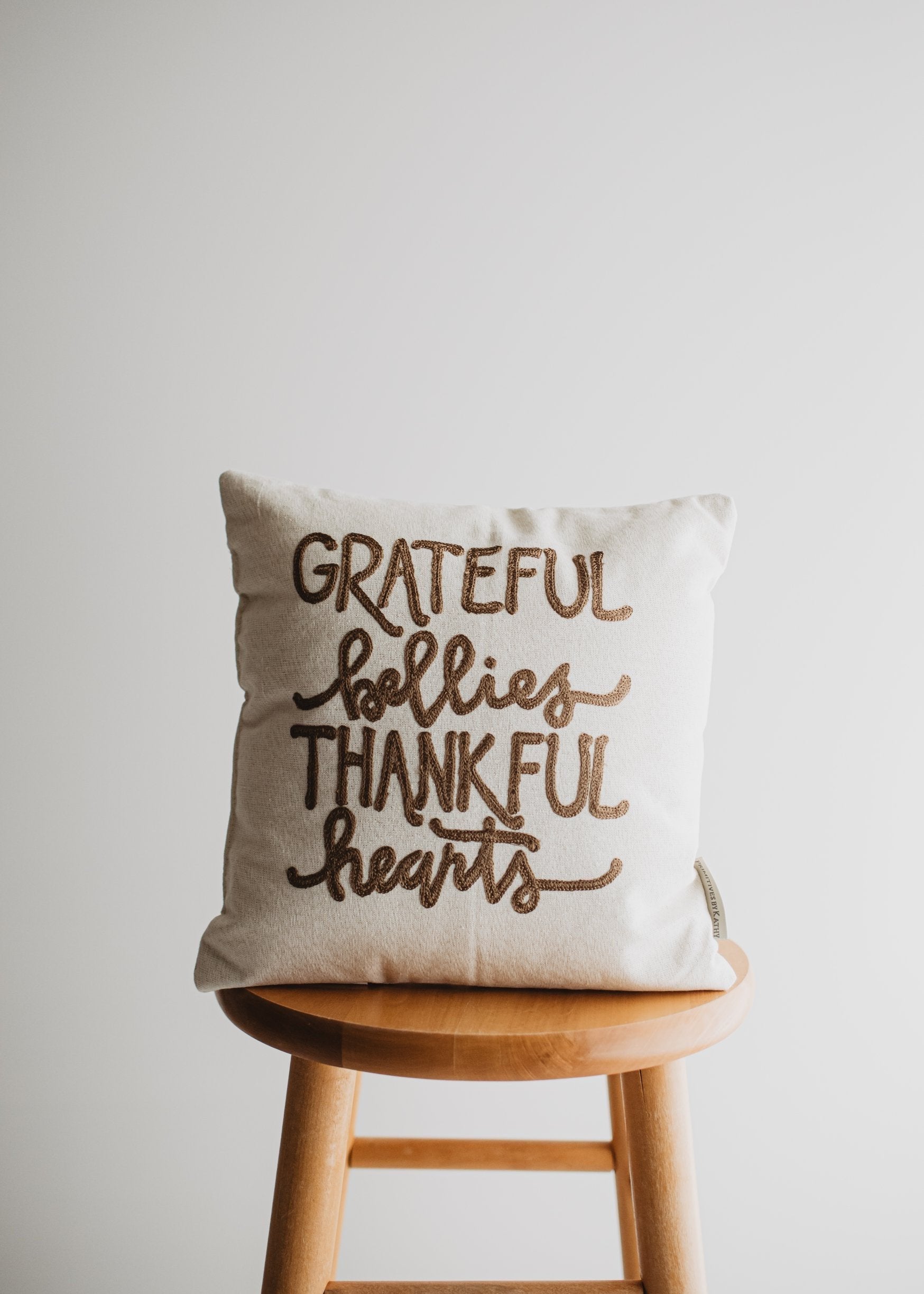 Grateful Bellies Thankful Hearts Throw Pillow