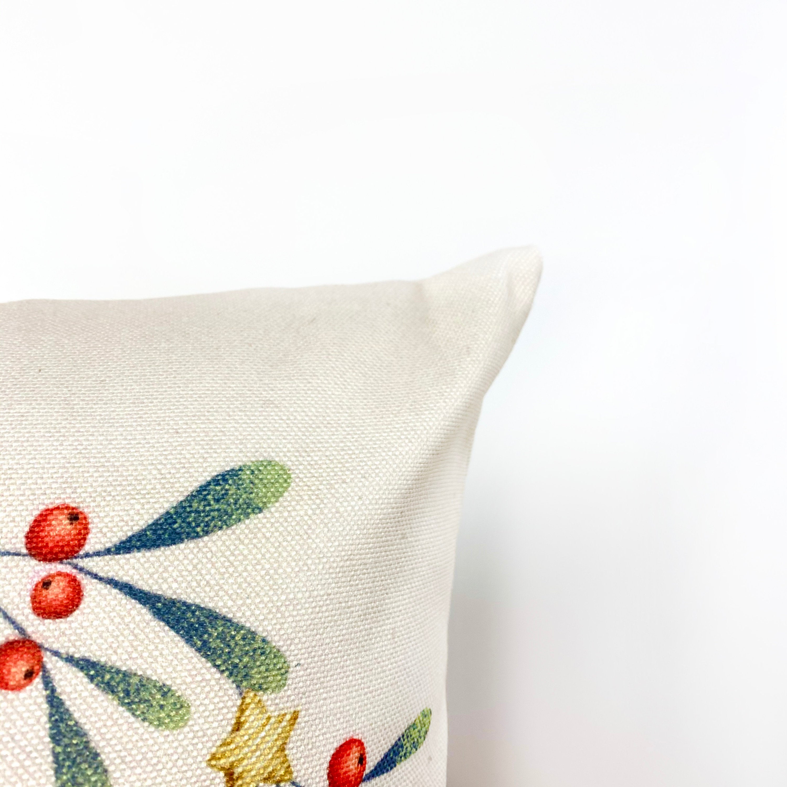 Holiday Wishes & Mistletoe Kisses Throw Pillow Cover – Neutral Festive Décor