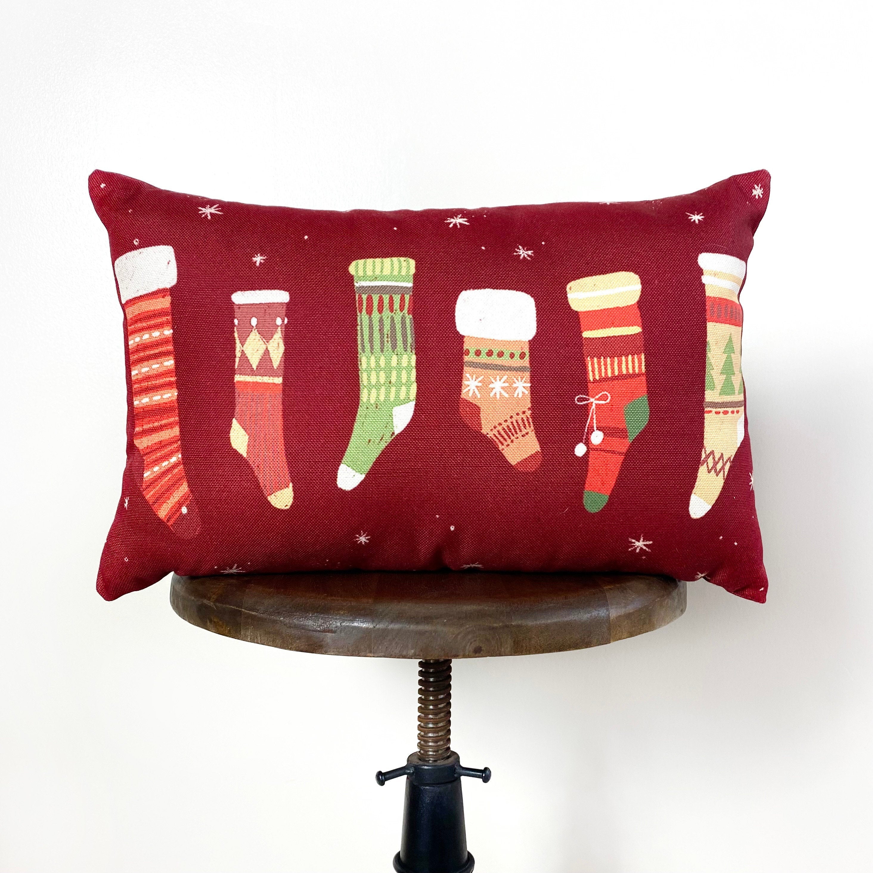 Christmas Stockings – Rustic Holiday Throw Pillow Cover