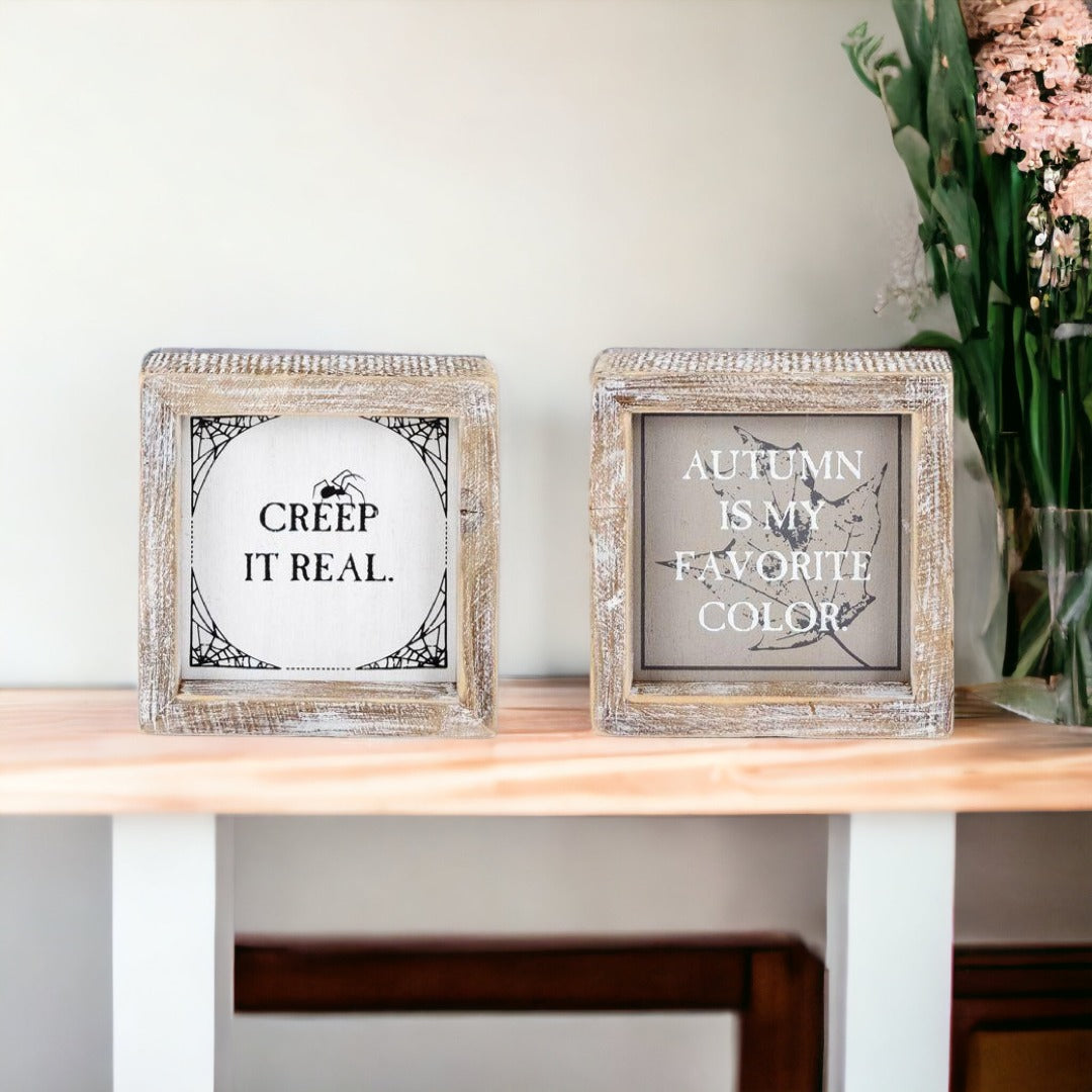 Creep + Autumn - Double-Sided Wooden Sign