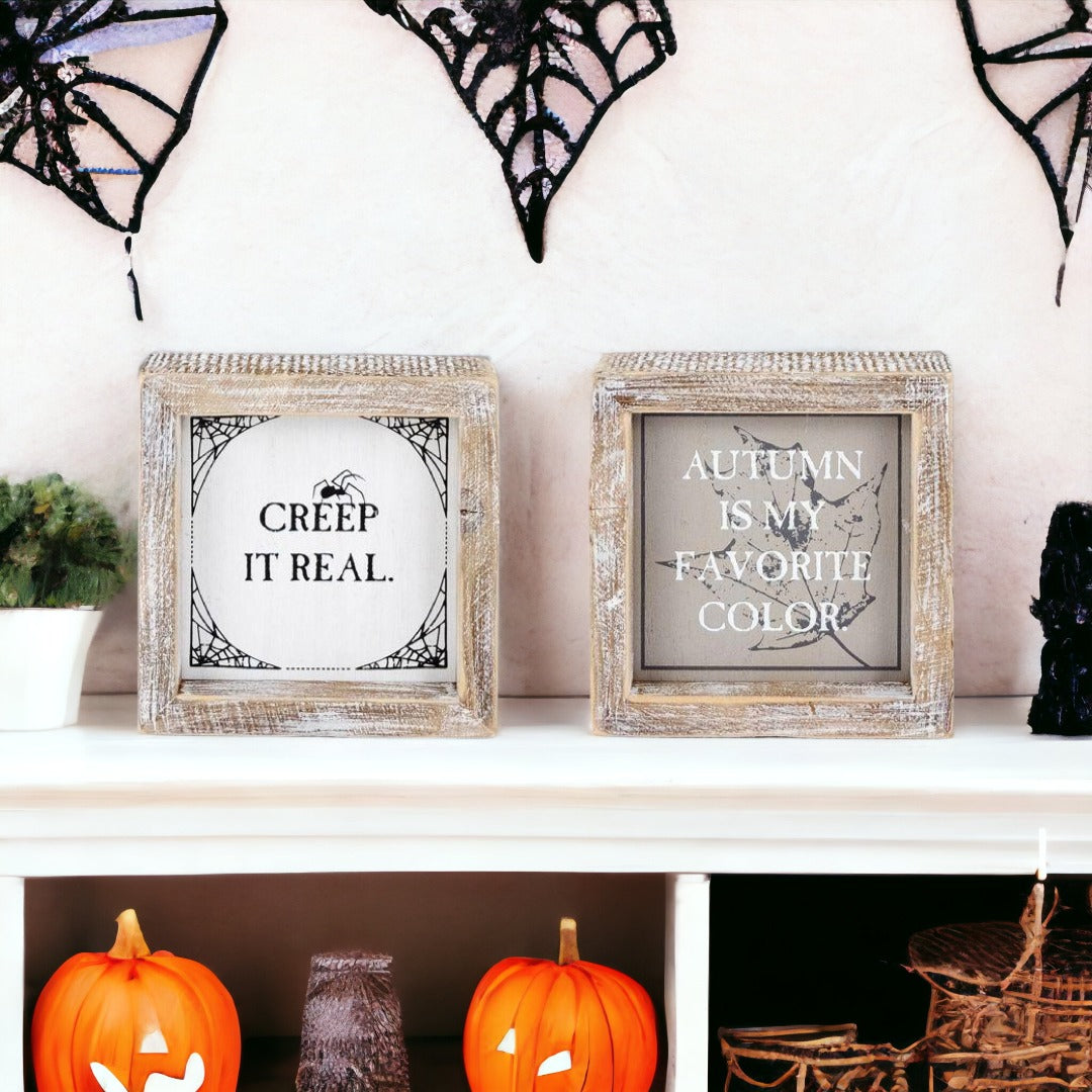 Creep + Autumn - Double-Sided Wooden Sign