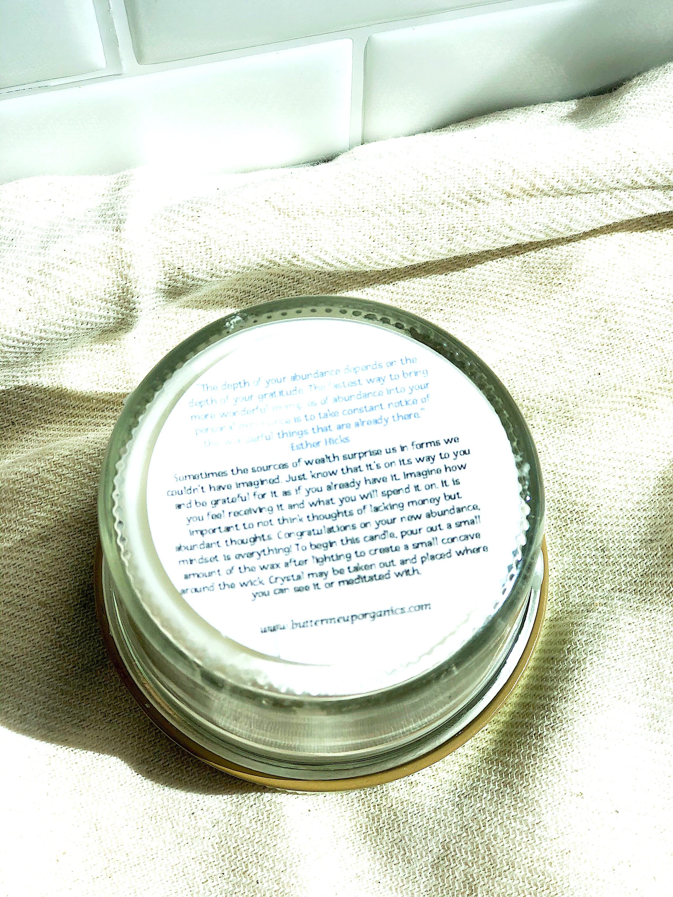 Abundance Intention Candle – Hand-Poured Soy with Crystal & Herbs
