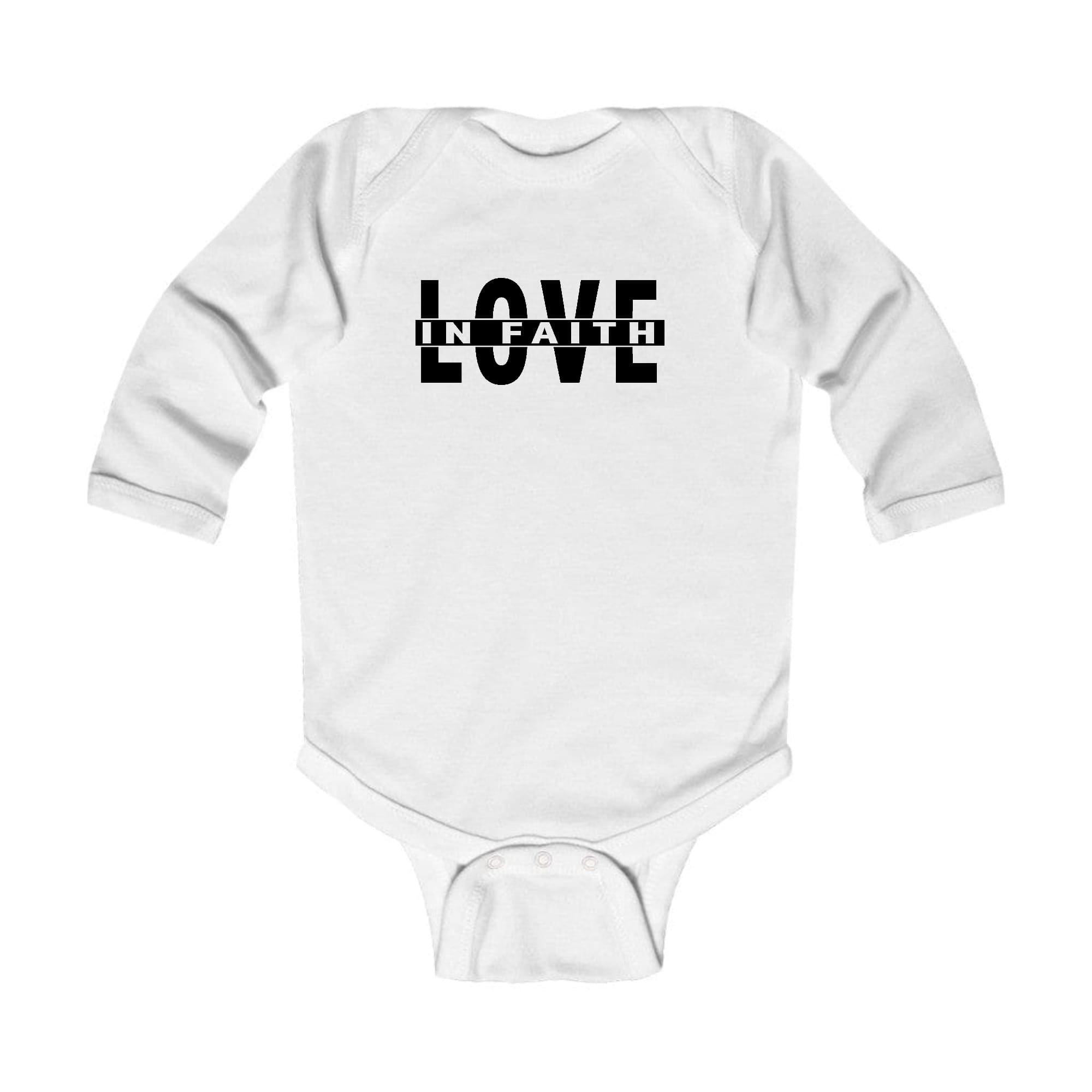 Infant Long Sleeve Graphic T-Shirt – Love in Faith Black Illustration