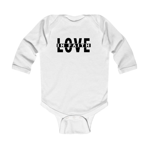 Infant Long Sleeve Graphic T-Shirt – Love in Faith Black Illustration