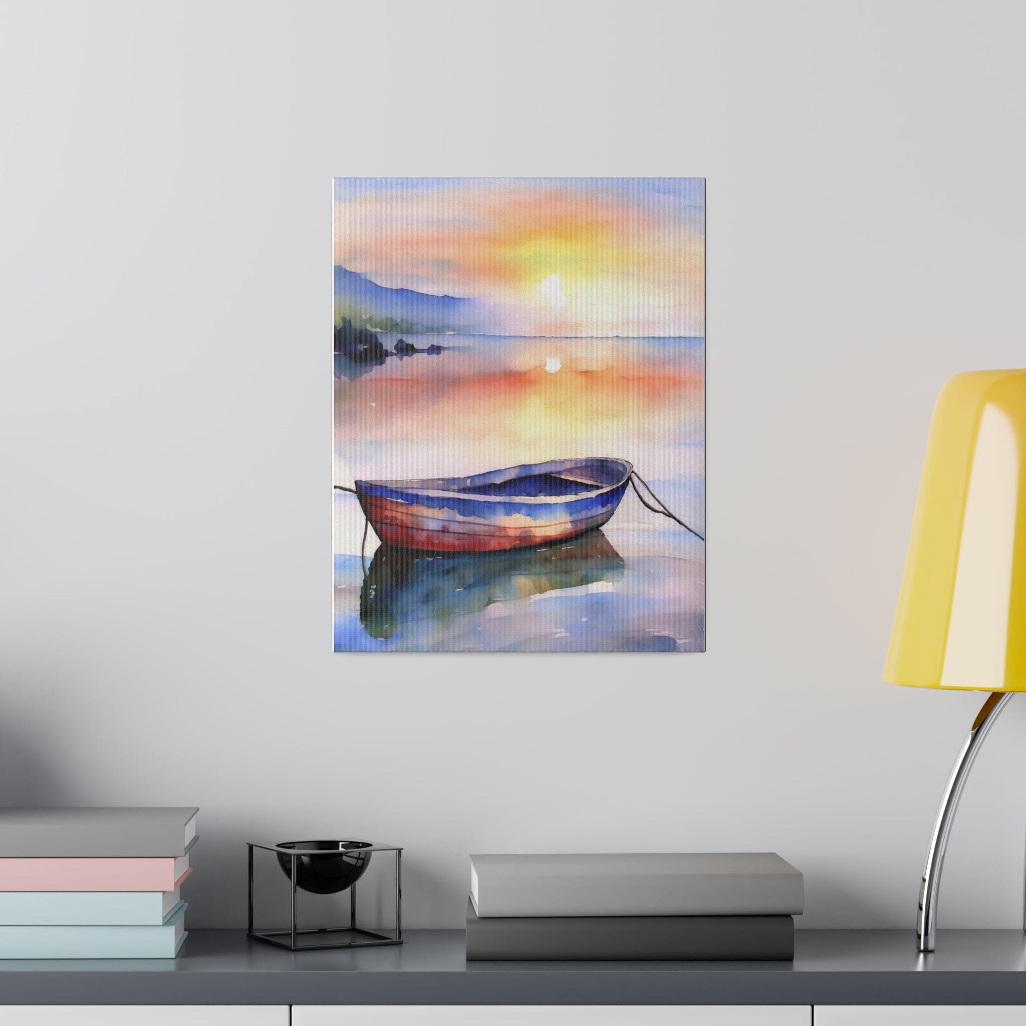 Soothing Calm Boat at Sunset – Giclée Wall Art Print